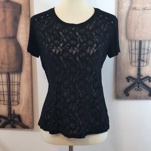 Forever 21 Lace Front Black Shirt